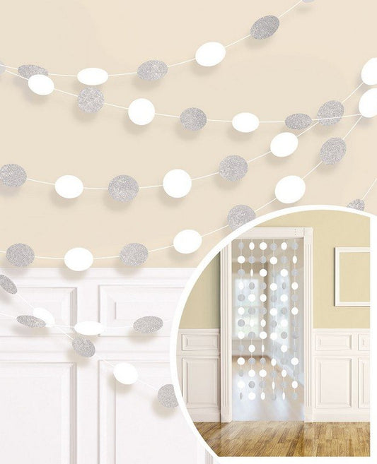 String Decorations Glitter Round  Frosty White