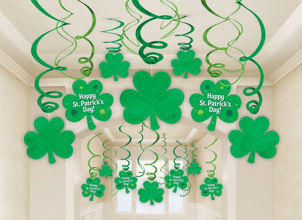 Happy St Patrick's Day Foil Swirl Decorations Mega Value Pack