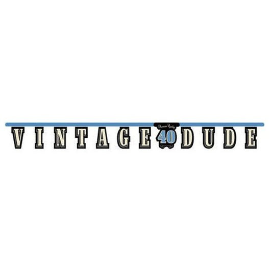 Vintage Dude 40th Birthday Jointed Banner 18cm x 1.7m