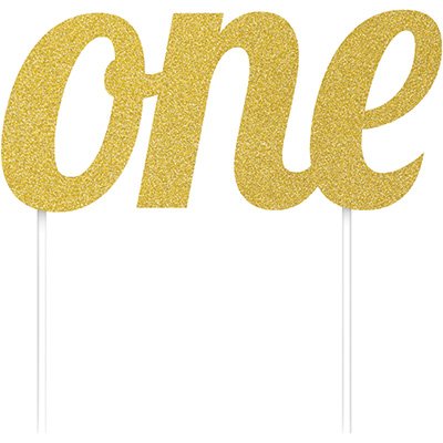 Cake Topper one Gold Glittered