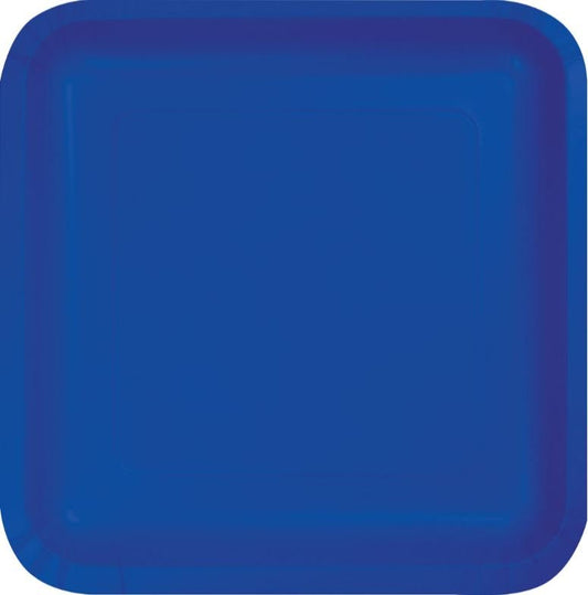 Cobalt Blue Square Lunch Plates Paper 18cm