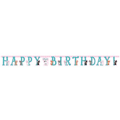 Purrfect Party Happy Birthday Jointed Banner 18cm x 2.1m