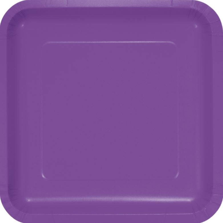 Amethyst Purple Square Dinner Plates Paper 23cm