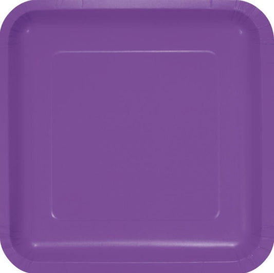 Amethyst Purple Square Dinner Plates Paper 23cm