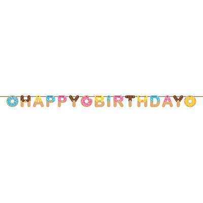 Donut Time Happy Birthday Ribbon Banner 15cm x 2.6m