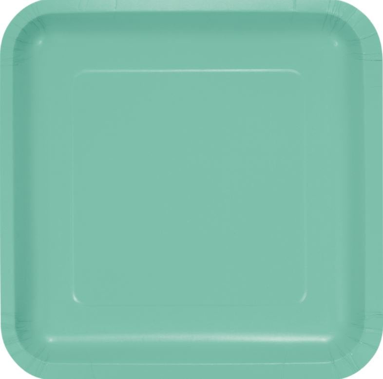 Fresh Mint Green Square Dinner Plates Paper 23cm