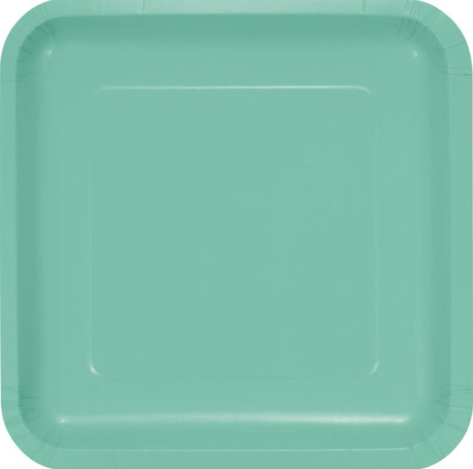 Fresh Mint Green Square Dinner Plates Paper 23cm