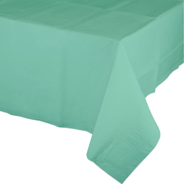 Fresh Mint Green Tablecover Tissue & Plastic Back 137cm x 274cm