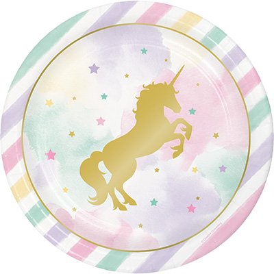 Unicorn Sparkle Dinner Plates Paper & Gold Foil Stamped 22cm