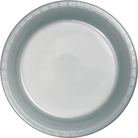 Shimmering Silver Dinner Plates Paper 23cm