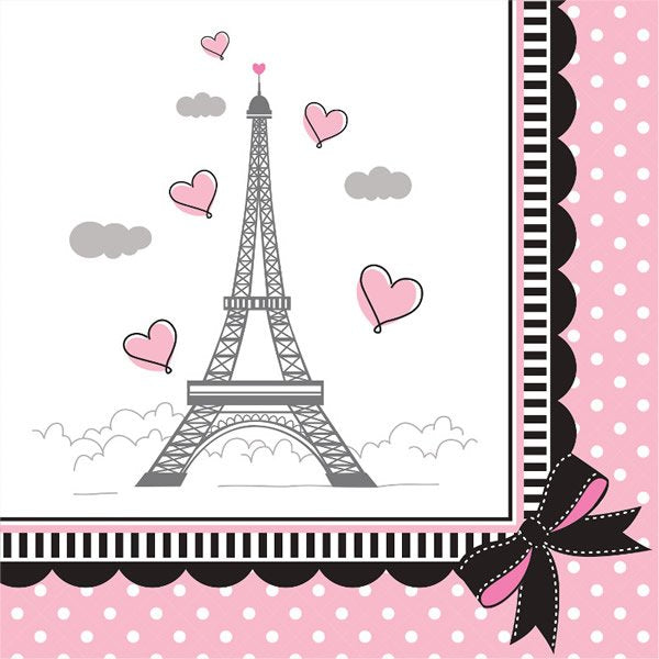 Party In Paris Beverage Napkins (Pack of 18)