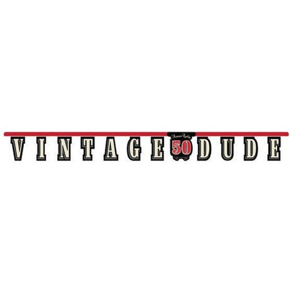 Vintage Dude 50th Birthday Jointed Banner 18cm x 1.7m