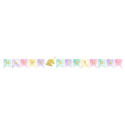 Unicorn Sparkle Happy Birthday String Banner Foil Stamped 14cm x 2.4m