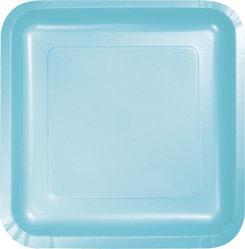 Pastel Blue Square Dinner Plates Paper 23cm