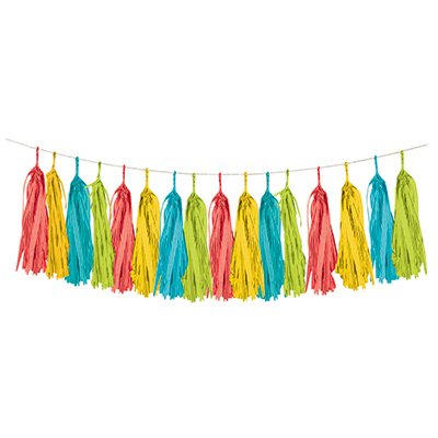 Serape Tassel Garland Fiesta Tissue Paper 20cm x 2.4m & 16 Tassels