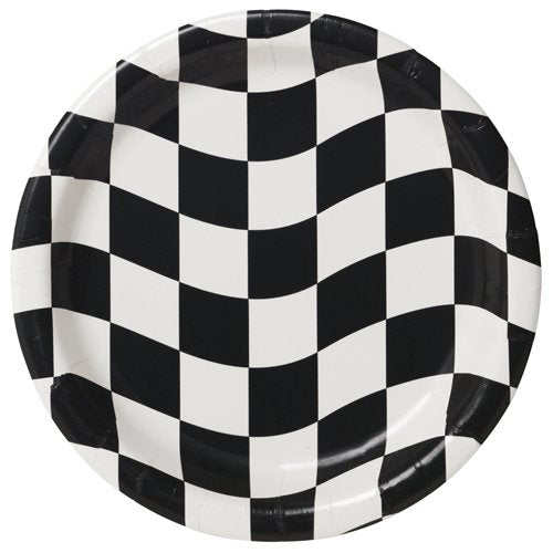 Black & White Check Lunch Plates Paper 18cm