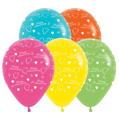 Sempertex 30cm Anniversary Tropical Assorted Latex Balloons, 25PK