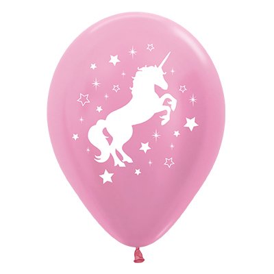 Sempertex 30cm Unicorn Sparkles & Stars Satin Pearl Pink Latex Balloons, 6PK