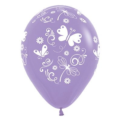 Sempertex 30cm Butterflies & Dragonflies Fashion Lilac Latex Balloons, 25PK