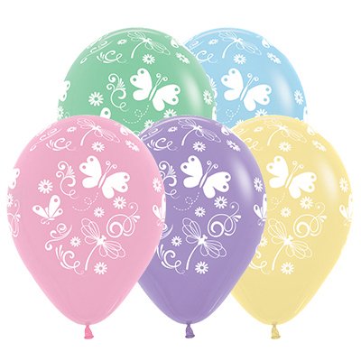 Sempertex 30cm Butterflies & Dragonflies Fashion Assorted Latex Balloons, 25PK