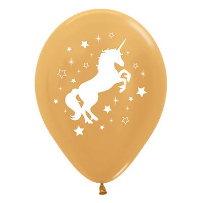 Sempertex 30cm Unicorn Sparkles & Stars Metallic Gold Latex Balloons, 6PK