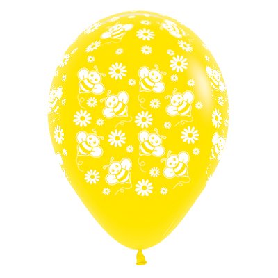 Sempertex 30cm Bumble Bee's & Flowers Fashion Yellow Latex Balloons, 6PK