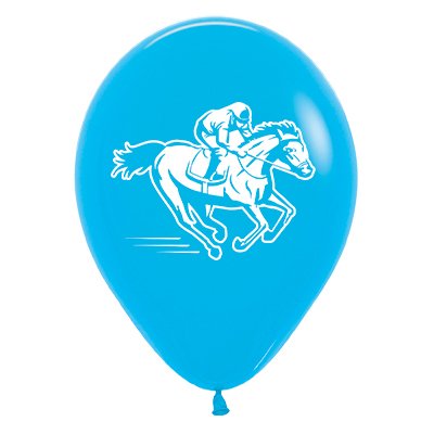 Sempertex 30cm Horse Racing Fashion Blue Latex Balloons, 6PK