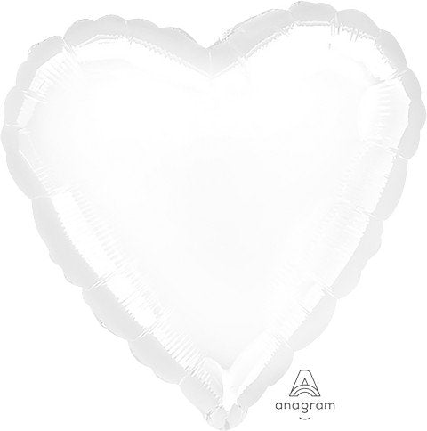 45cm Standard Heart Metallic White Balloon