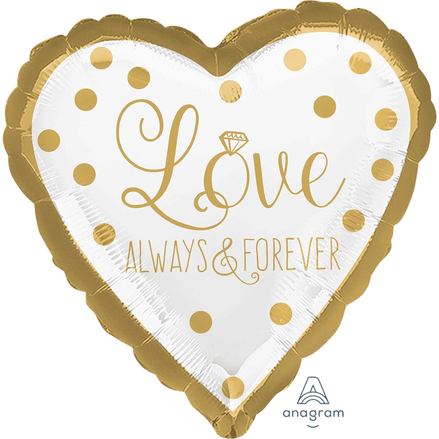 45cm Standard HX Sparkling Gold Wedding Love Always & Forever