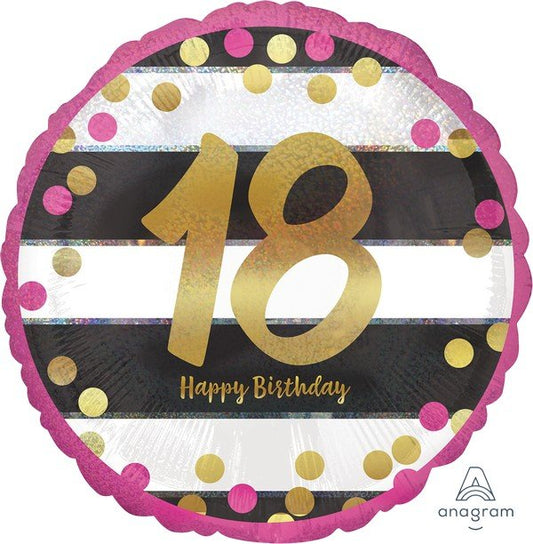 45cm Standard Holographic Pink & Gold Milestone 18