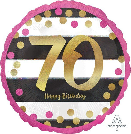 45cm Standard Holographic Pink & Gold Milestone 70