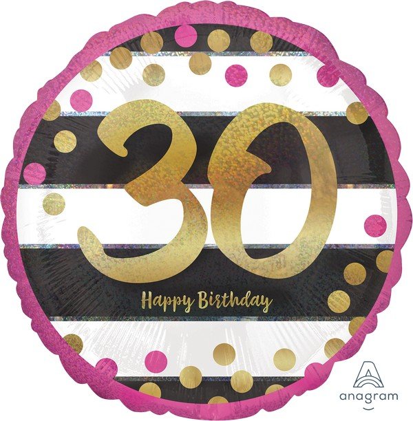 45cm Standard Holographic Pink & Gold Milestone 30