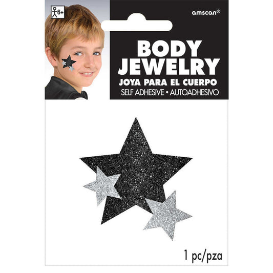 Glitter Star Body Jewelry Team Spirit - Black