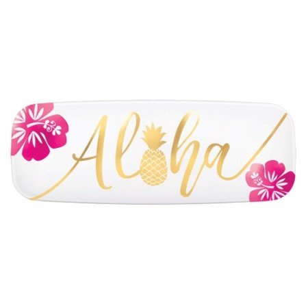 Tropical Aloha Plastic Platter Gold Hot Stamped