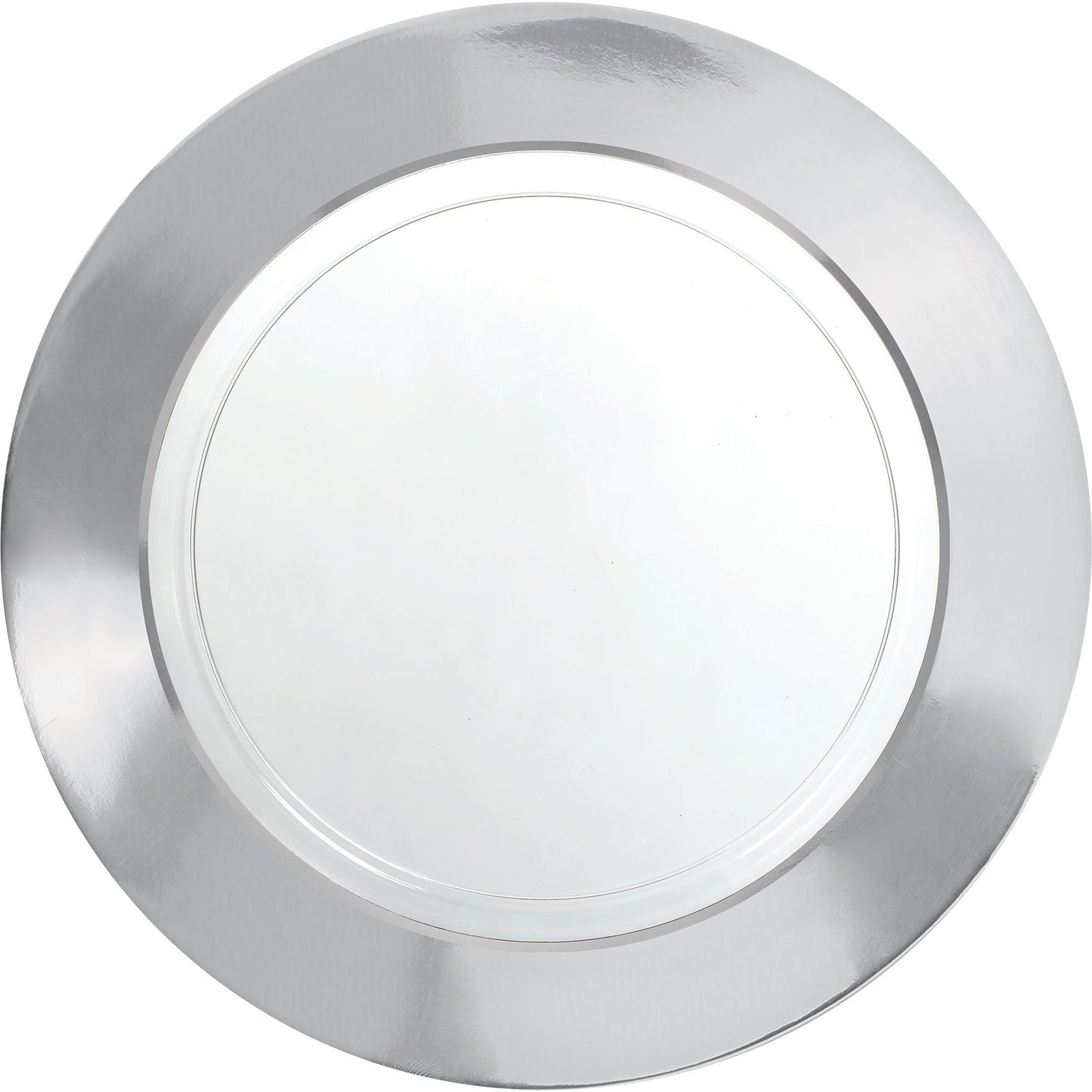 Premium Plastic Plates 19cm White with Silver Border