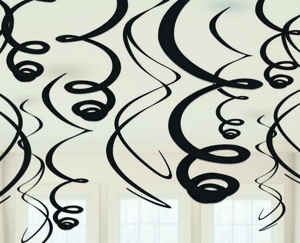 Plastic Swirl Decorations - Jet Black