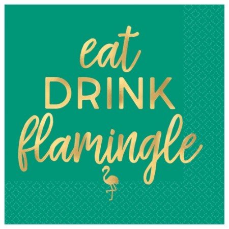 Tropical Aloha Eat Drink Flamingle Flamingo Beverage Napkins (Pack of 16)