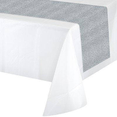 Table Runner Silver Glittered 35cm x 2.13m