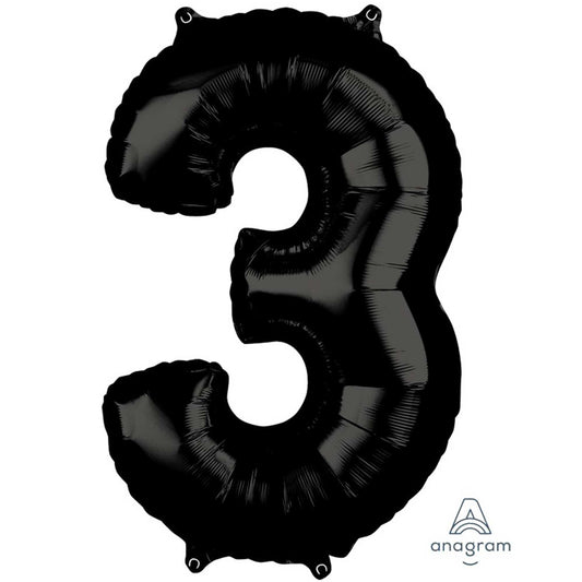 Mid-Size Shape Black Numeral 3.