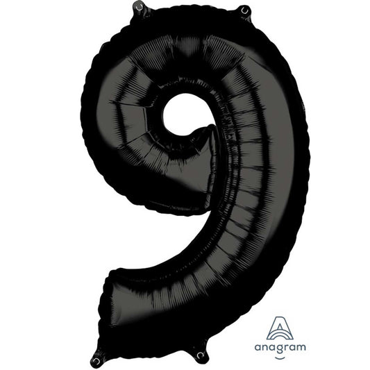 Mid-Size Shape Black Numeral 9.