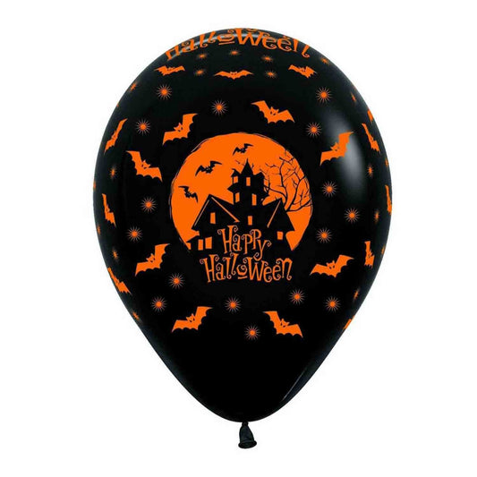 Sempertex 30cm Fashion Halloween Night Black & Orange Latex Balloons