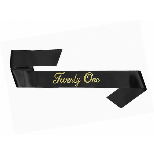 21st Birthday Sash - Black