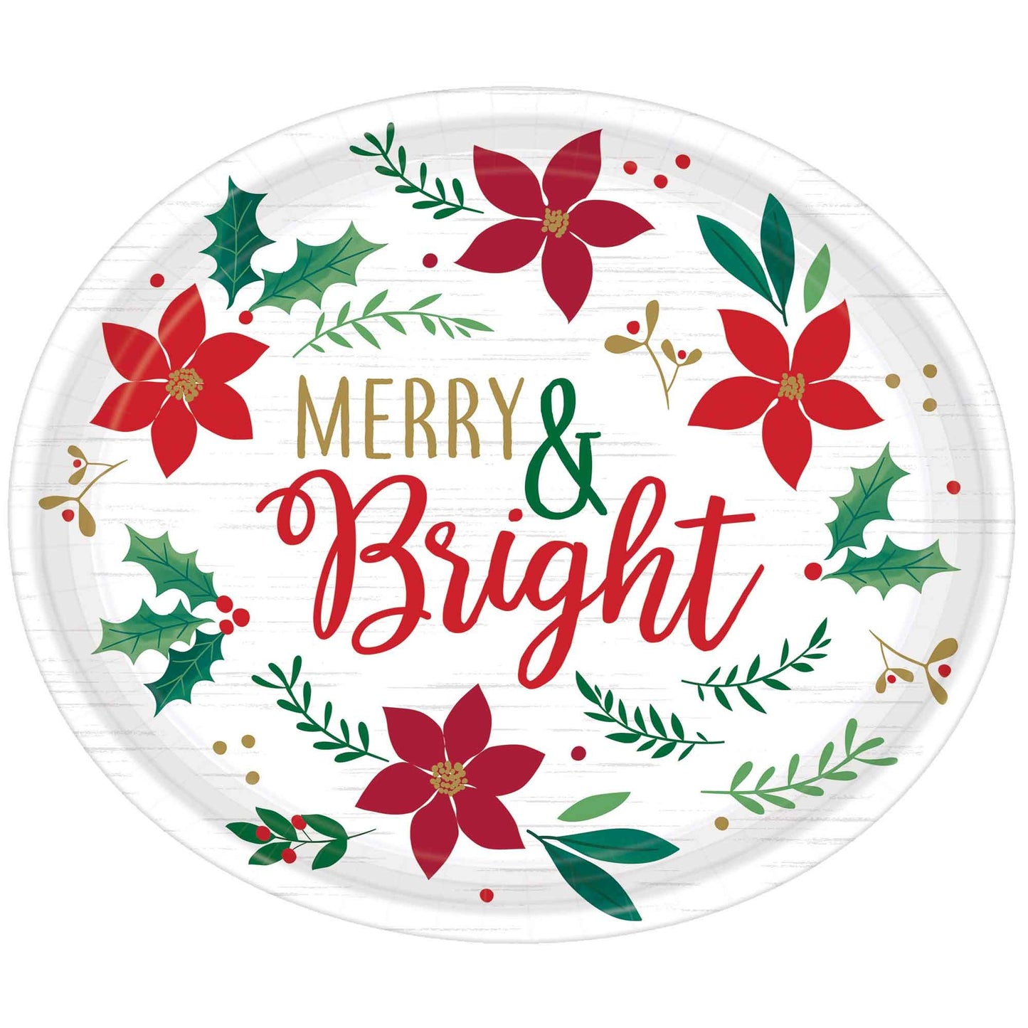 Christmas Wishes Merry & Bright Oval Paper Plates