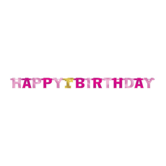 1st Birthday Girl Happy Birthday Jointed Letter Banner Foil