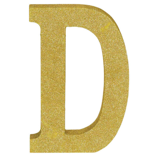 Letter D Gold Glittered Decoration MDF