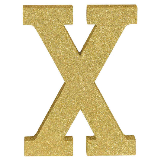 Letter X Gold Glittered Decoration MDF