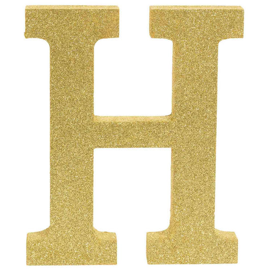 Letter H Gold Glittered Decoration MDF