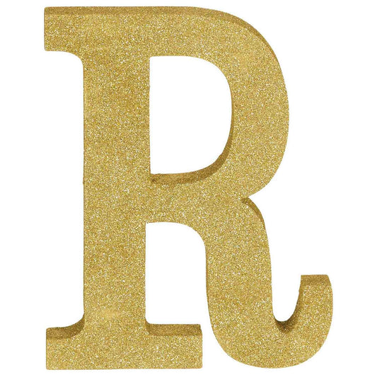 Letter R Gold Glittered Decoration MDF