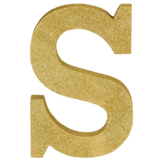 Letter S Gold Glittered Decoration MDF