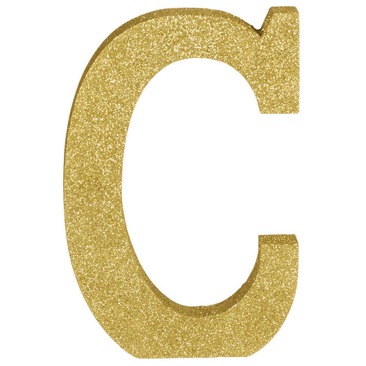 Letter C Gold Glittered Decoration MDF